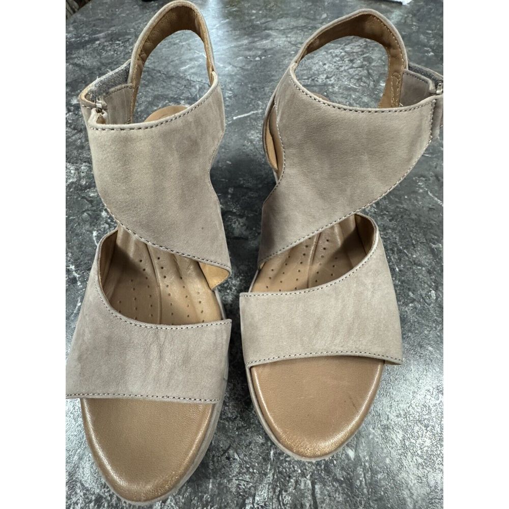 Clarks Taupe Suede Open-Toe Heels